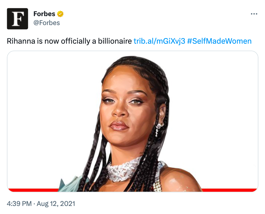 Forbes announces Rhianna becomes a billionaire