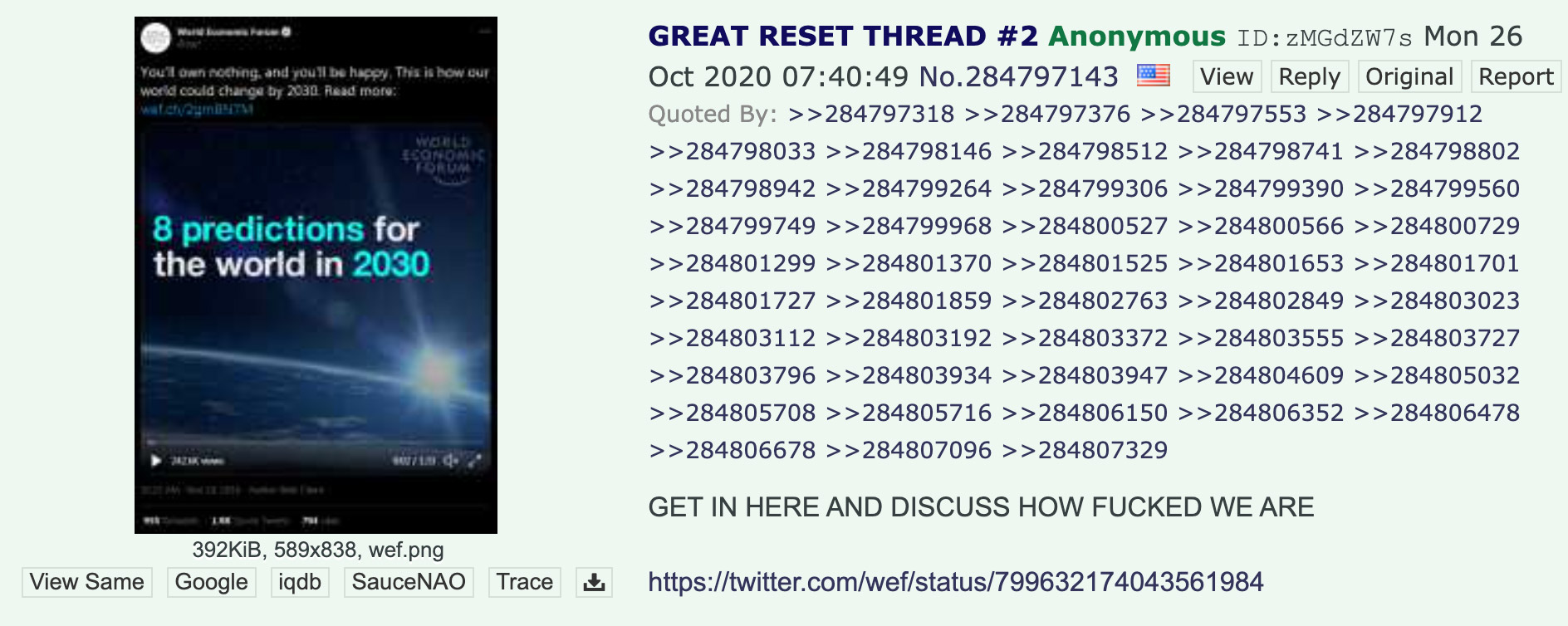 Thread on 4chan with comments on the Great Reset